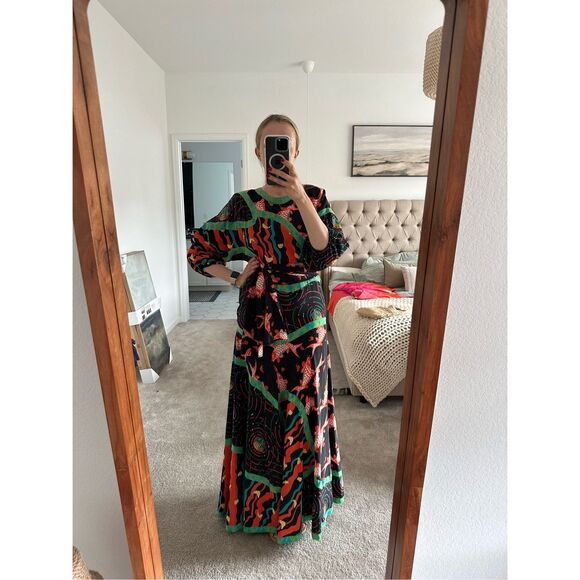 Vintage Black and Orange Maxi Dress - Picture 2 of 16